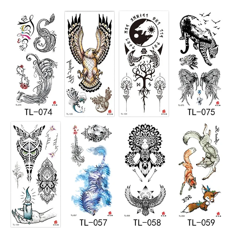 Flower arm waterproof tattoo stickers half arm painted animal durable waterproof European and American temporary tattoo stickers