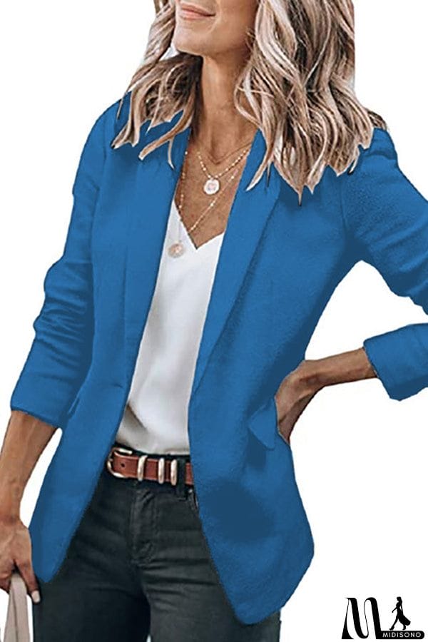 MidiSono - Casual Turndown Collar Coat