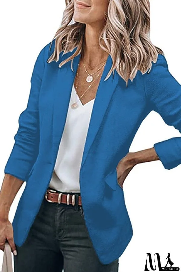 MidiSono - Casual Turndown Collar Coat