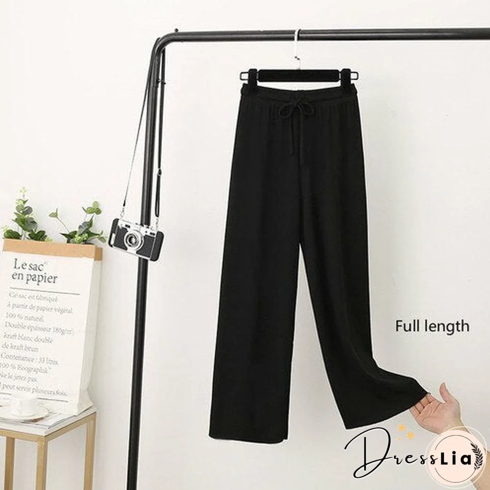 Wide Leg Pants Soft Comfort Casual Korean Style High Waisted Trousers Female Slacks Women'S Ice Silk Straight Pants Streetwear