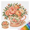 Stamped Cross Stitch Kit for Adults Floral Still Life Cup 18CT tapestrymarket