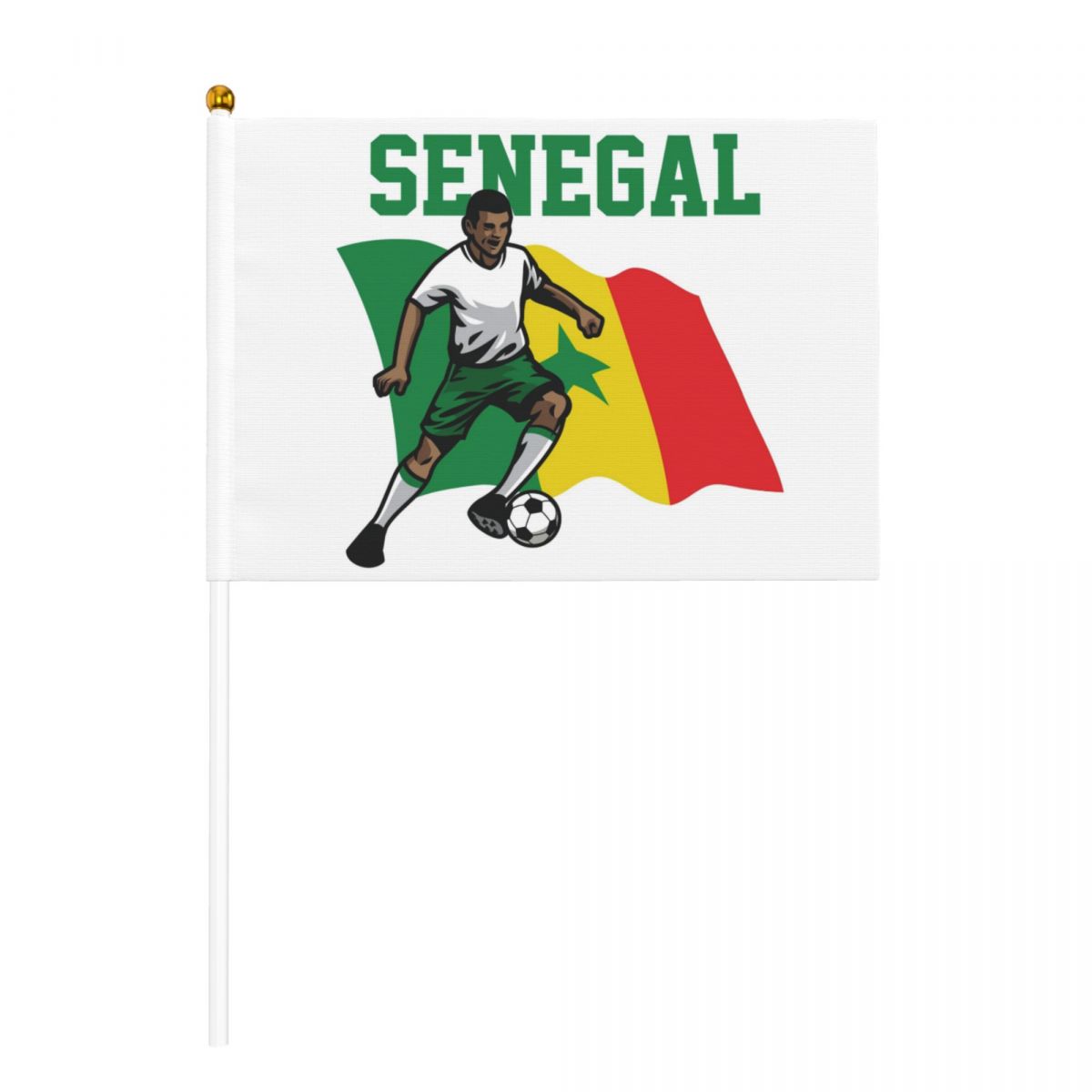 Senegal Soccer Player Hand Held Small Miniature Flags on Stick