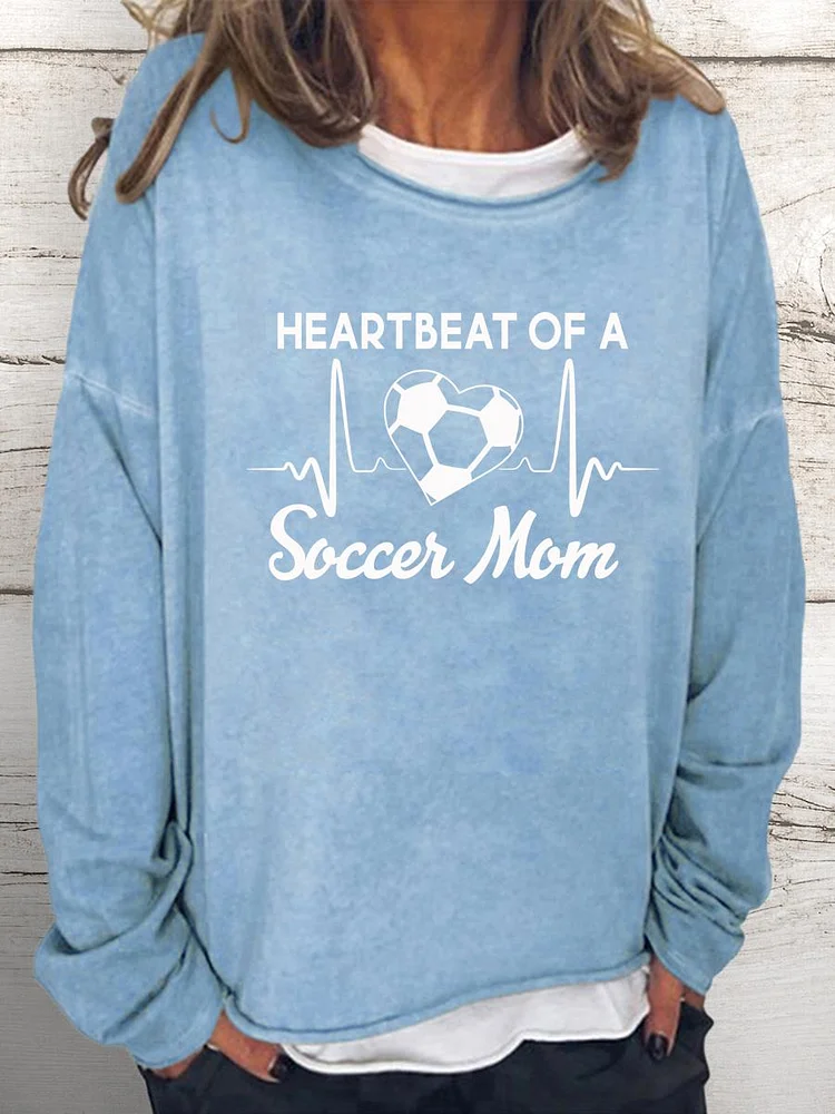Heartbeat Of A Soccer Mom Women Loose Sweatshirt-0020002