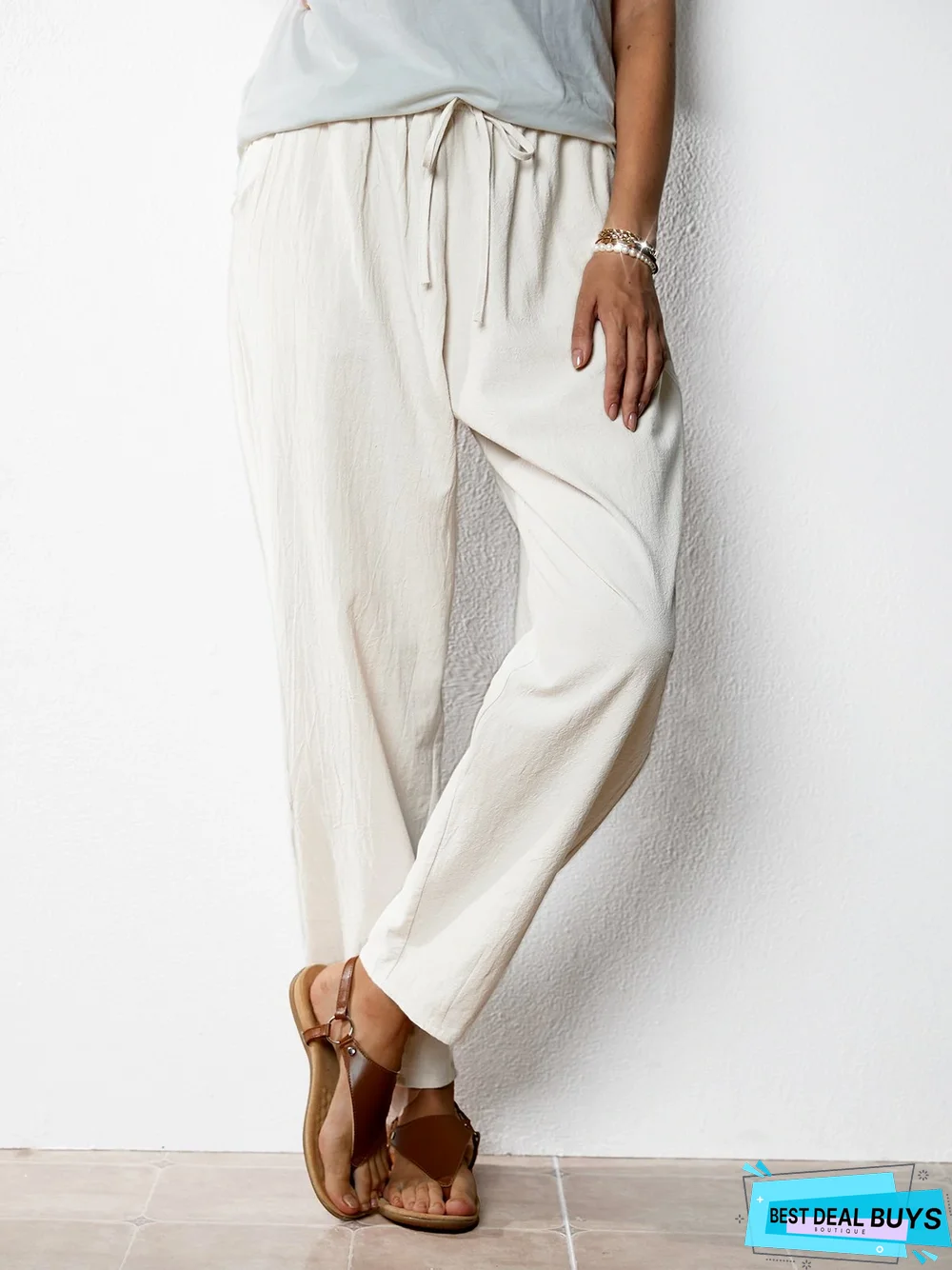 Loose Solid Cotton Linen & Cotton Bottoms