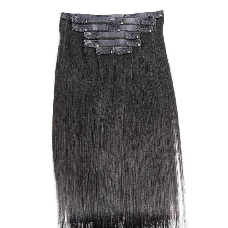 Straight Seamless PU Clip In Human Hair Extensions Natural Color Full Head High Quality Hair Bundles