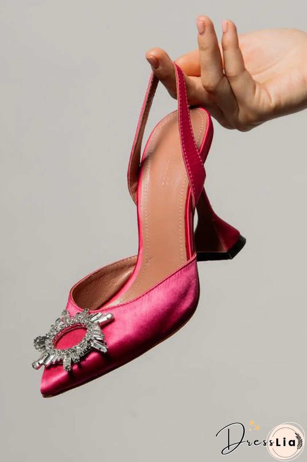 Rhinestone Satin Slingback Pumps