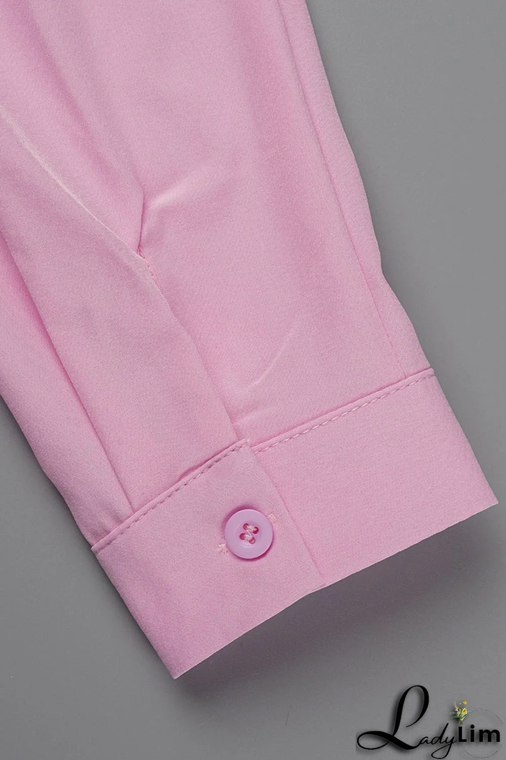 Light Blue Casual Simplicity Solid Patchwork Buckle Turndown Collar Long Sleeve Two Pieces