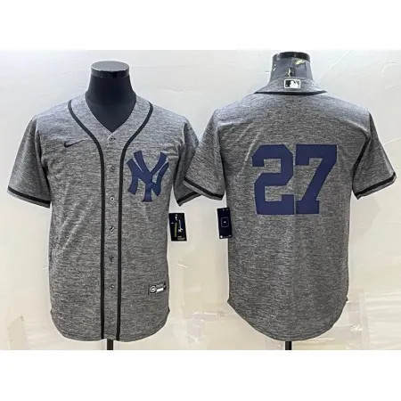 Men's New York Yankees #27 Giancarlo Stanton Grey Cool Base Stitched Jersey 2UJX