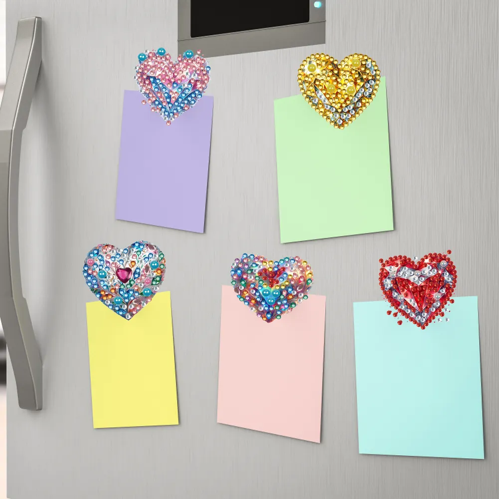 6pcs DIY Heart Acrylic Diamond Painting Sticky Clips for Poster Photo Light