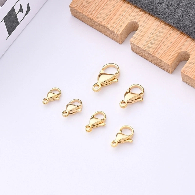 50 Pieces  10×6.5mm 11x7mm 9×5.5mm Hole 1~1.9mm Hole 2~2.9mm 304 Stainless Steel 18K Gold Plated Simple Solid Color Polished Lobster Clasp