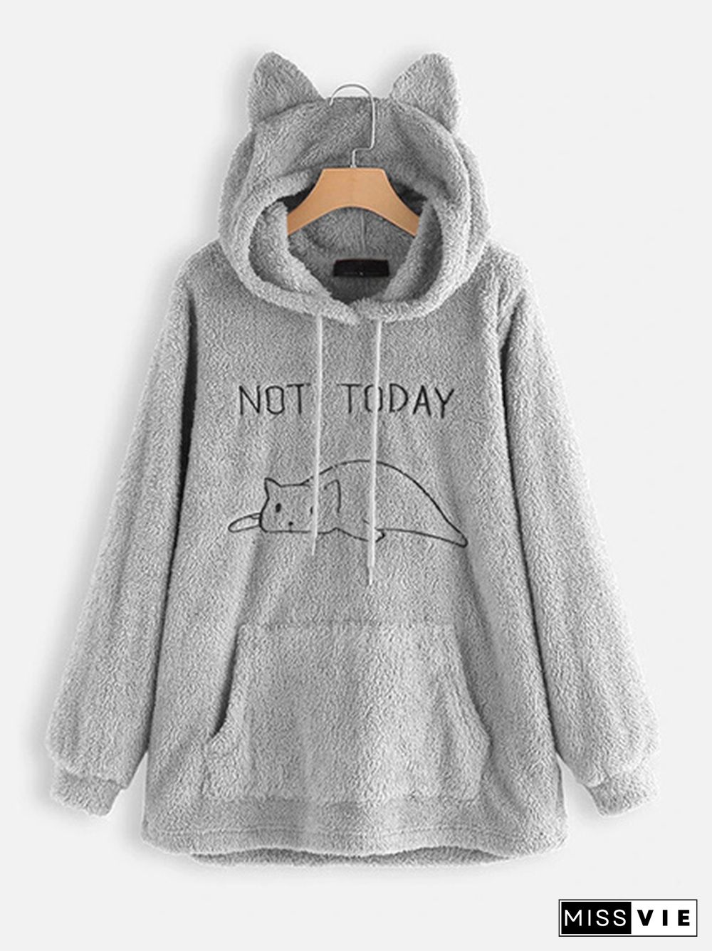 Plus Size Double-Sided Plush Long-Sleeve Hoodie