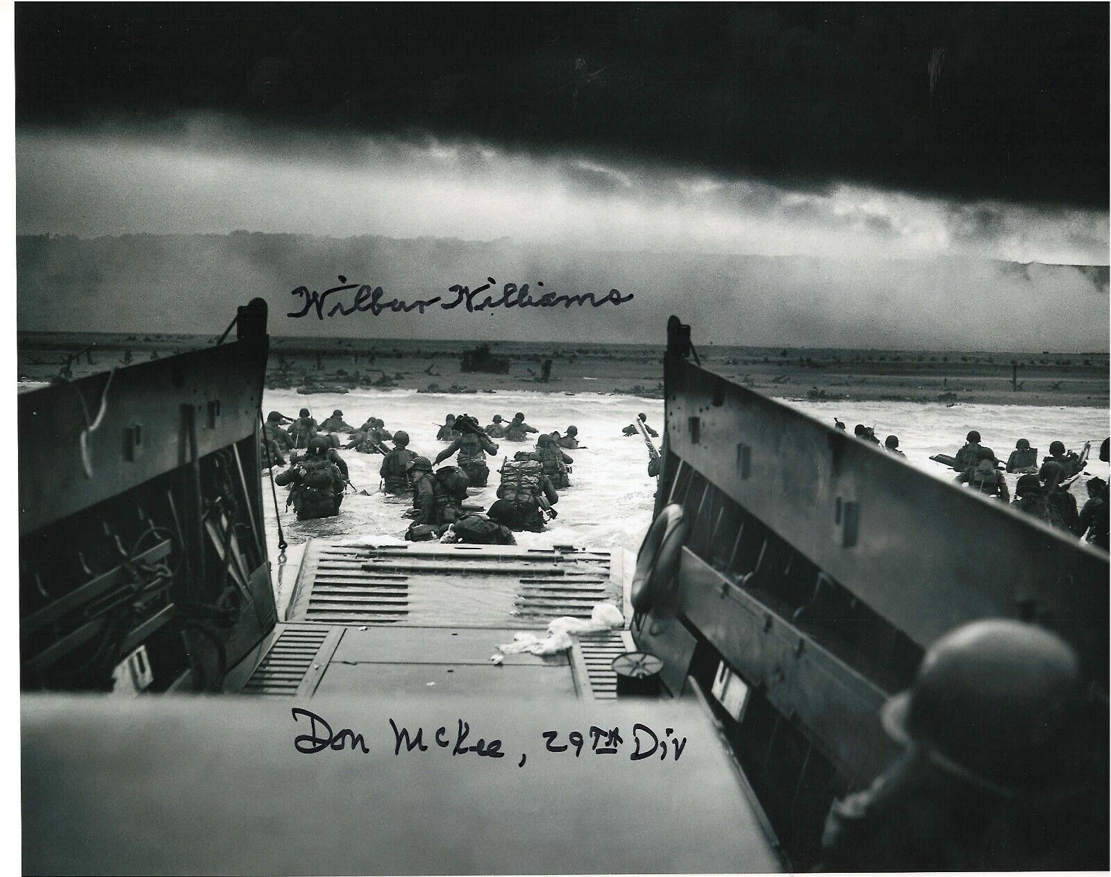 WILBUR WILLIAMS USS JEFFERS & DON MCKEE 29TH INF DIVSN D-DAY VETS SIGNED Photo Poster painting