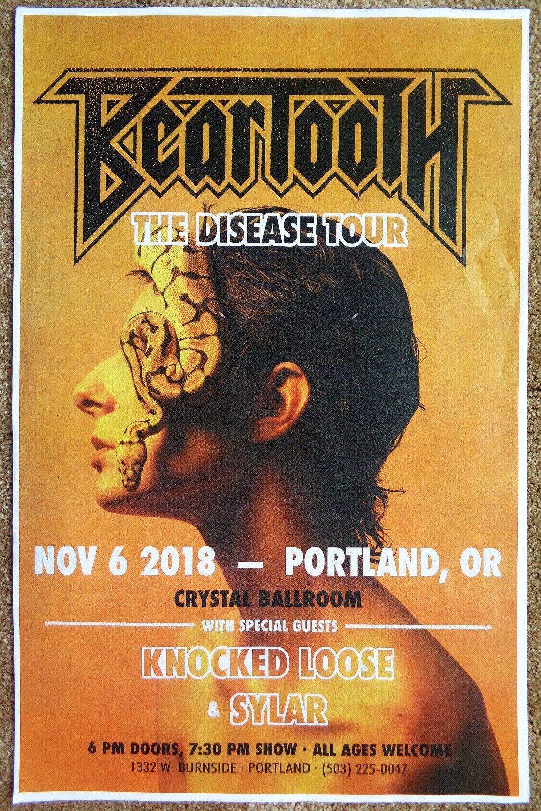 BEARTOOTH 2018 Gig POSTER Portland Oregon Concert