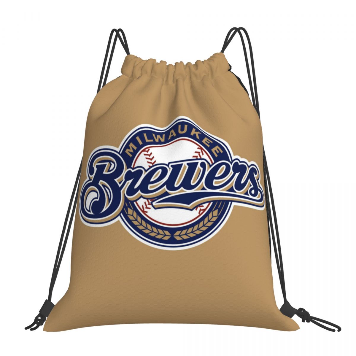 Milwaukee Brewers Logo Brown Unisex Drawstring Backpack Bag Travel Sackpack