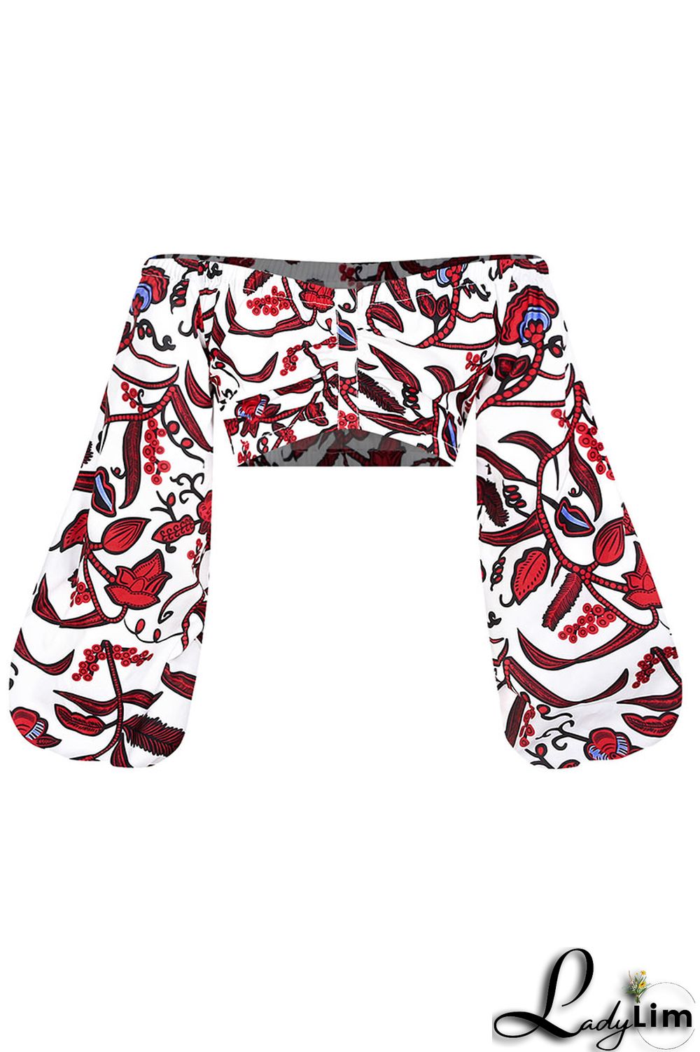 Yellow Vintage Elegant Print Patchwork Off the Shoulder Tops