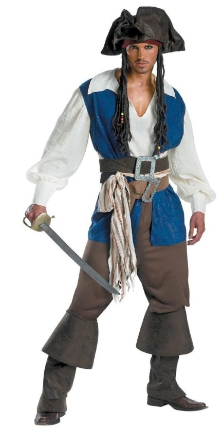 Pirates Of The Caribbean Jack Sparrow Outfit Cosplay Costume Men Ver