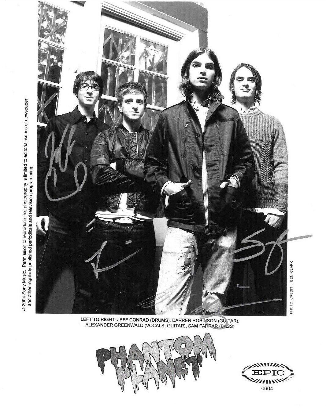 * PHANTOM PLANET * signed 8x10 Photo Poster painting * GREENWALD, FARRAR +2 * COA * 2