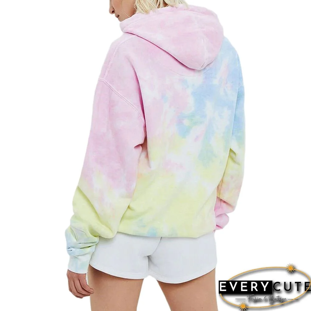 Light Pink Digital Tie-dye Print Hoodie