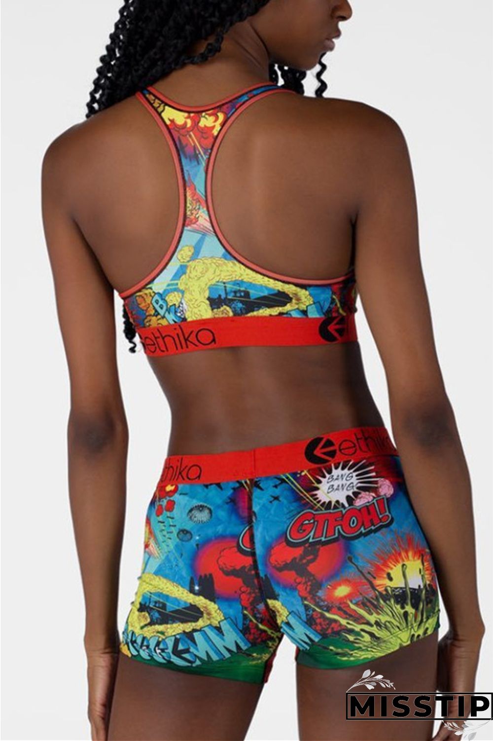 Blue Fashion Sportswear Sleeveless U Neck Tank Short Two Pieces