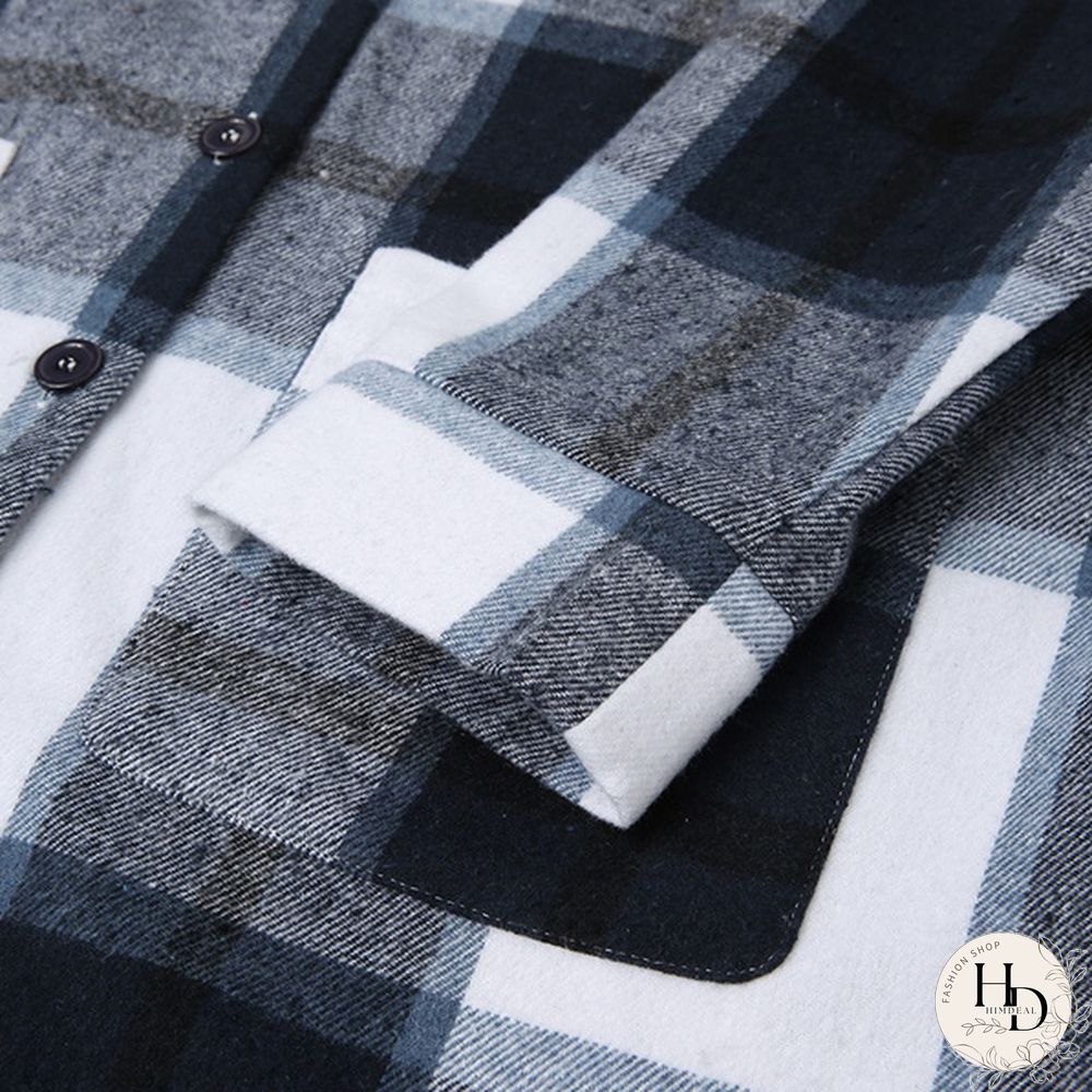 Women Plaid Long Sleeve Jacket Coat Spring Autumn Elegant Button Shirt Plus Size Coat Tops