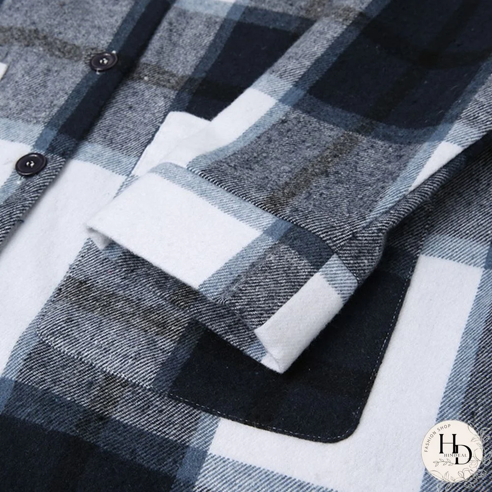 Women Plaid Long Sleeve Jacket Coat Spring Autumn Elegant Button Shirt Plus Size Coat Tops