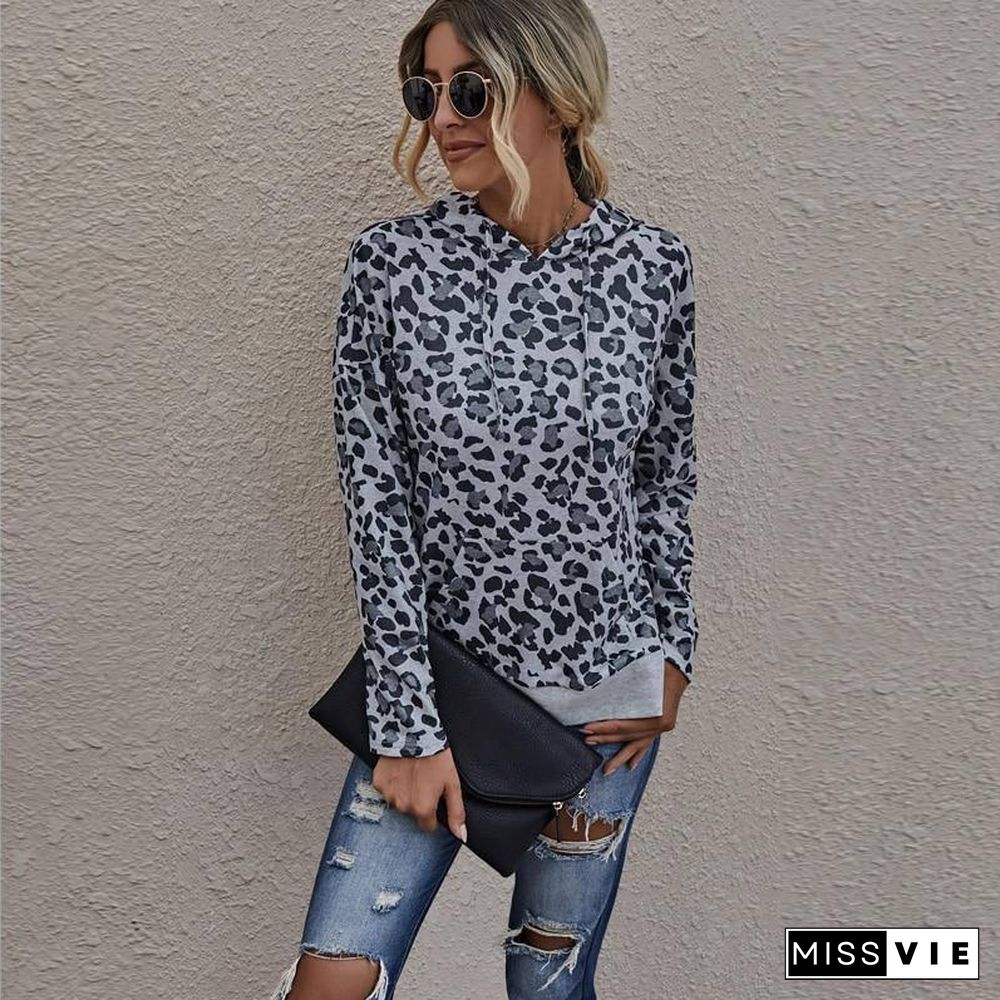 New Autumn Winter Hoodies Women Aesthetic Clothes Fashion leopard Long Sleeve Streetwear