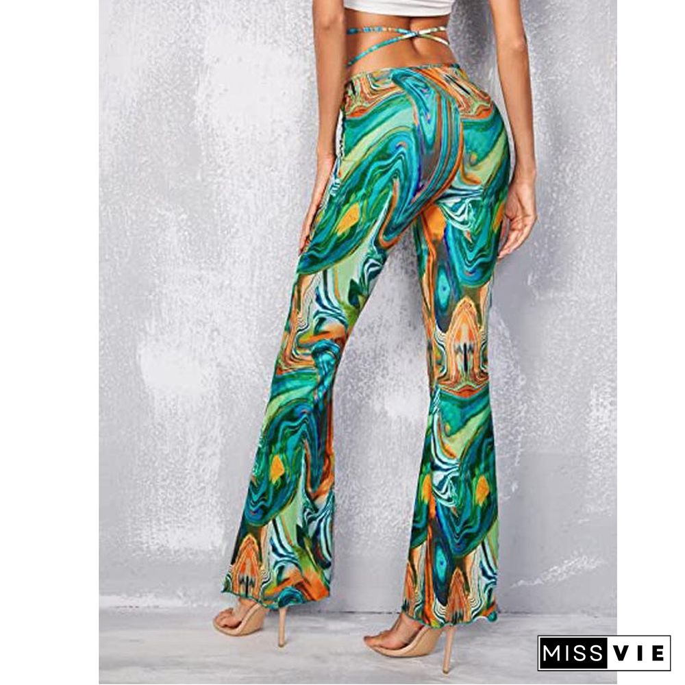 Sexy High Waist Printed Strappy Pants