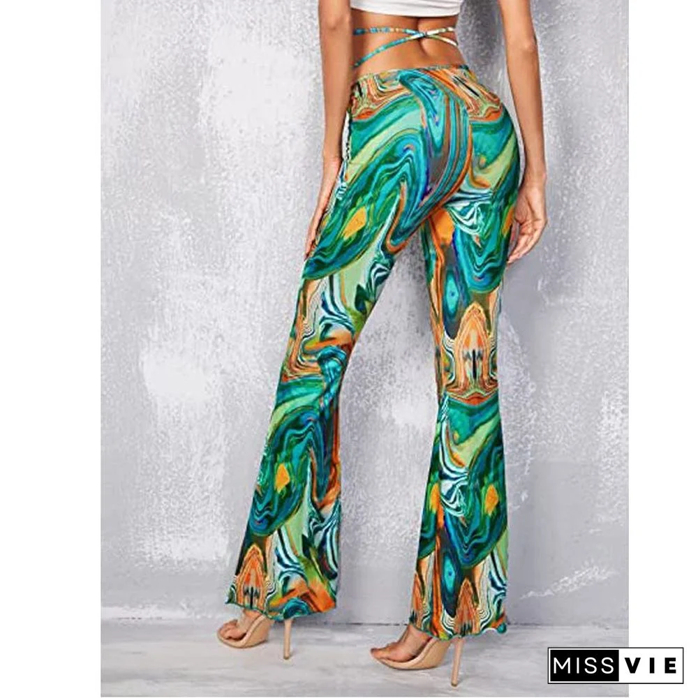 Sexy High Waist Printed Strappy Pants