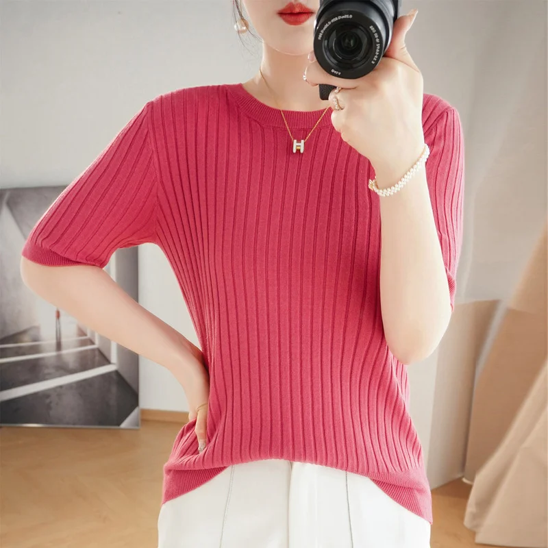 Churchf Churchf Collar Pit Bottom Shirt Women's New Slim Sweater Short Versatile Casual Sweater