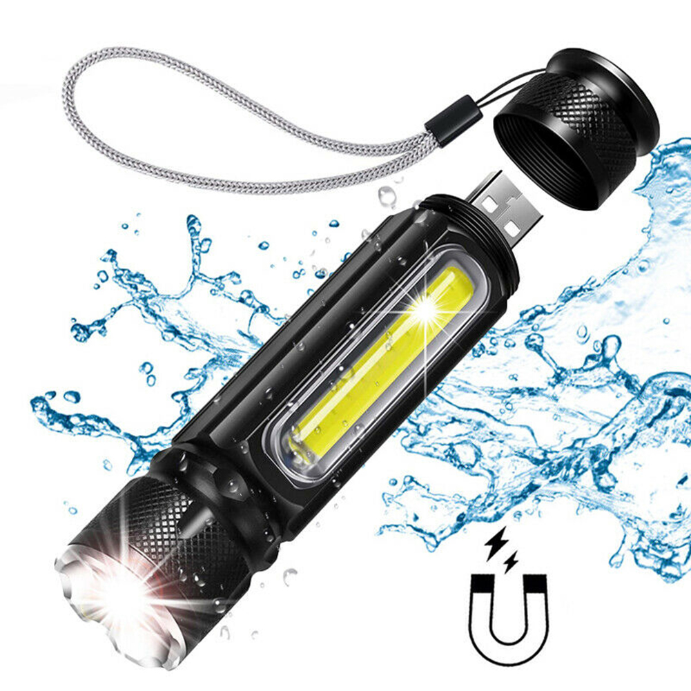 

Zoomable T6 + Xpe + Cob LED Flash Waterproof Torch With Magnet, 501 Original