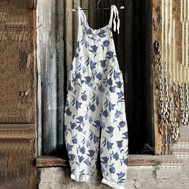 Utbros Floral Embroidery Pattern Casual Jumpsuit