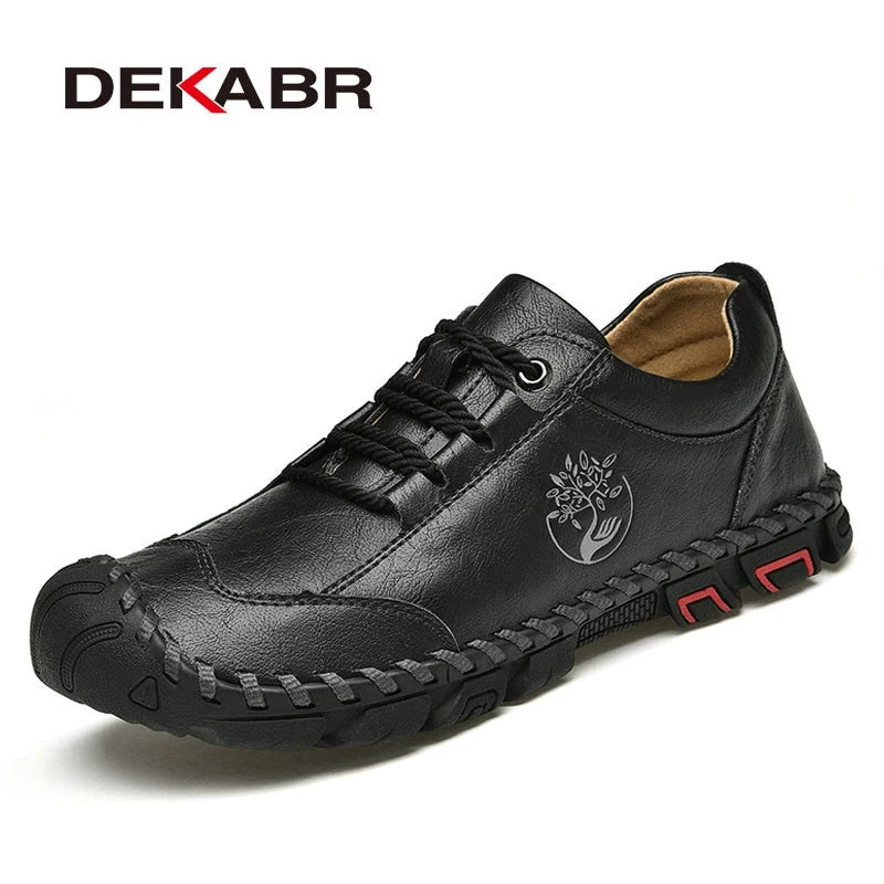 DEKABR 2022 New Fashion Casual Shoes Genuine Leather Lace Up Brand Shoes Luxury Business Summer Shoes Men Walking Flats