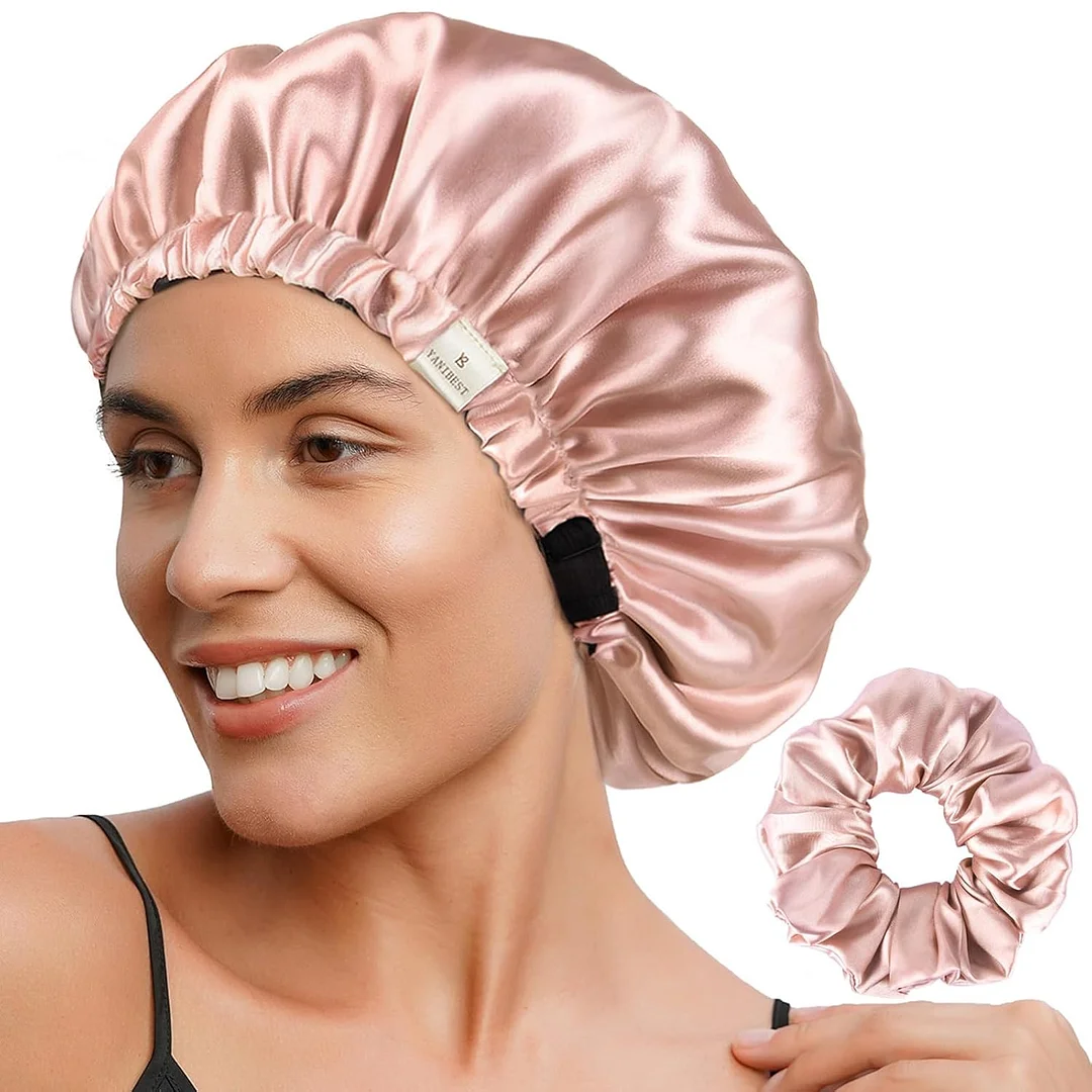 🔥Hot Sale 49% Off🔥Double Layer Satin Bonnet Silk Bonnet Adjustable Hair Bonnet for Sleeping Hair