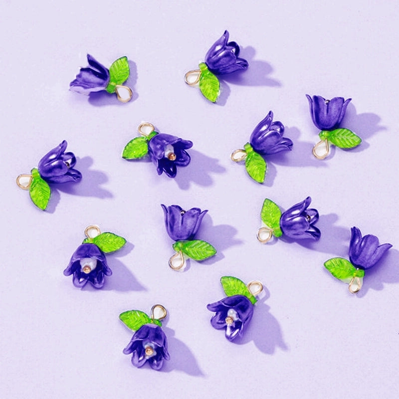 20 Pieces 5 PCS/Package 10 * 15mm Glass Iron Cherry Pendant Jewelry Accessories