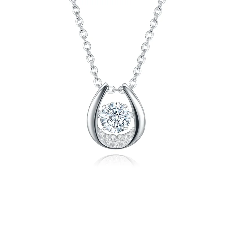 925 Sterling Silver Twinkle 0.5Ct Moissanite Pendant Necklace