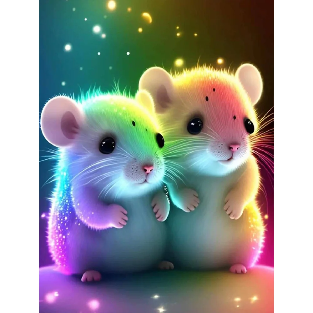 2pcs/Set Diamond Painting - Full Round Drill - Tiger Mouse(Canvas|30*40cm)