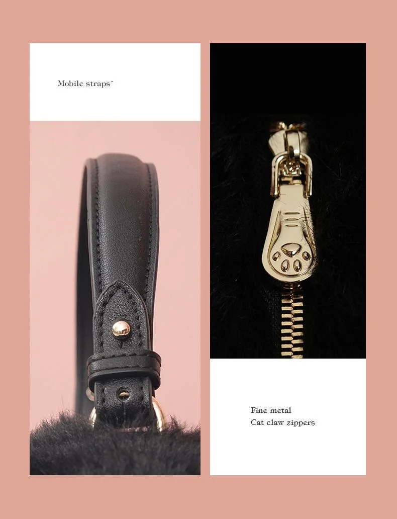 Fluffy Black Cat Bag Cat Purse