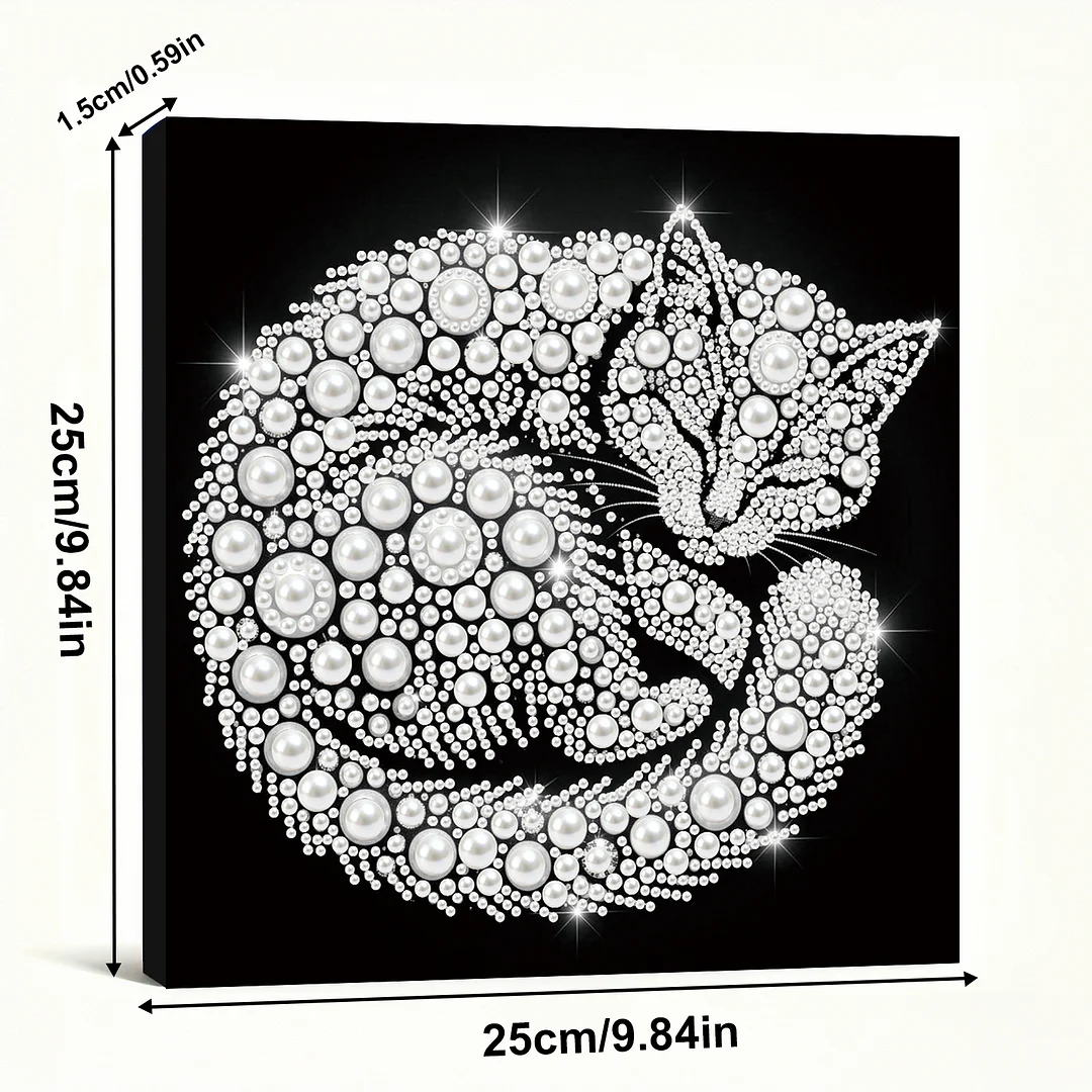 Cat - DIY Pearl Diamond Art Kit With Frame 25*25cm