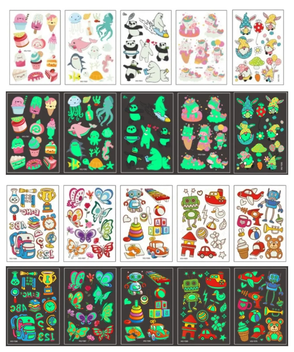 10-20pcs/set Colorful Halloween Skull Head Temporary Tattoo Sticker Child Adult Body Art Water Transfer Fake Tattoo for Face