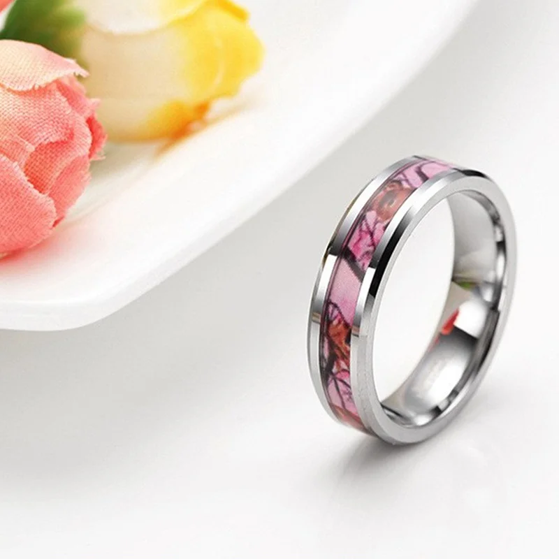 6MM 8MM Black Tungsten Carbide Camo Camouflage Comfort Fit Wedding Bands