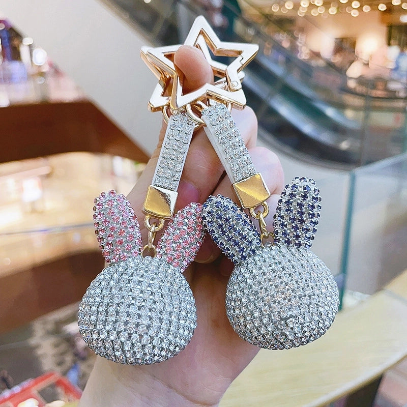 Cute Rabbit Metal Inlay Rhinestones Women’s Bag Pendant Keychain