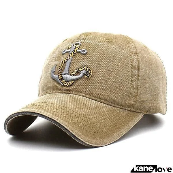 Washed Denim Anchor Embroidered Pattern Sunshade Baseball Cap