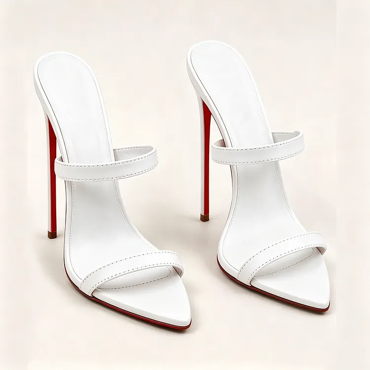 120mm/100mm New Women's Sandals Strap Pointed Toe Matte Mules Red Bottom Heels VOCOSI VOCOSI