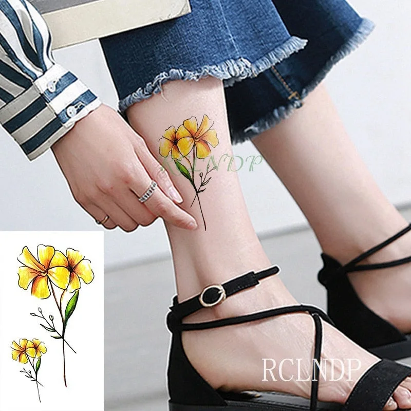 Waterproof Temporary Tattoo Sticker Rose Flower Leaf Letter Black Small Body Art Flash Tatoo Fake Tatto for Kids Girl Men Women