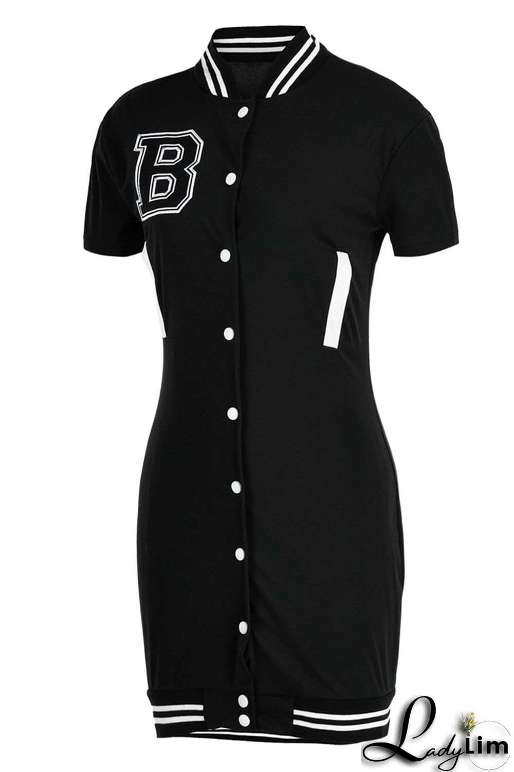 Black Casual Solid Embroidered Split Joint Buckle Straight Dresses