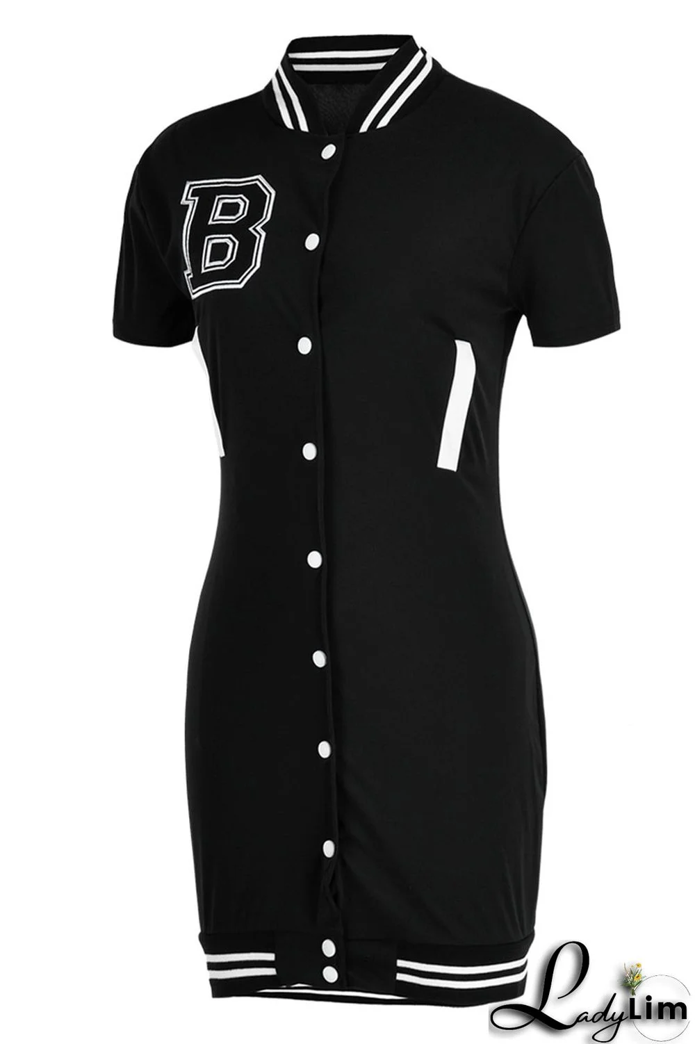 Black Casual Solid Embroidered Split Joint Buckle Straight Dresses