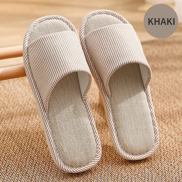 Simple Cotton Linen Thick Bottom Slippers
