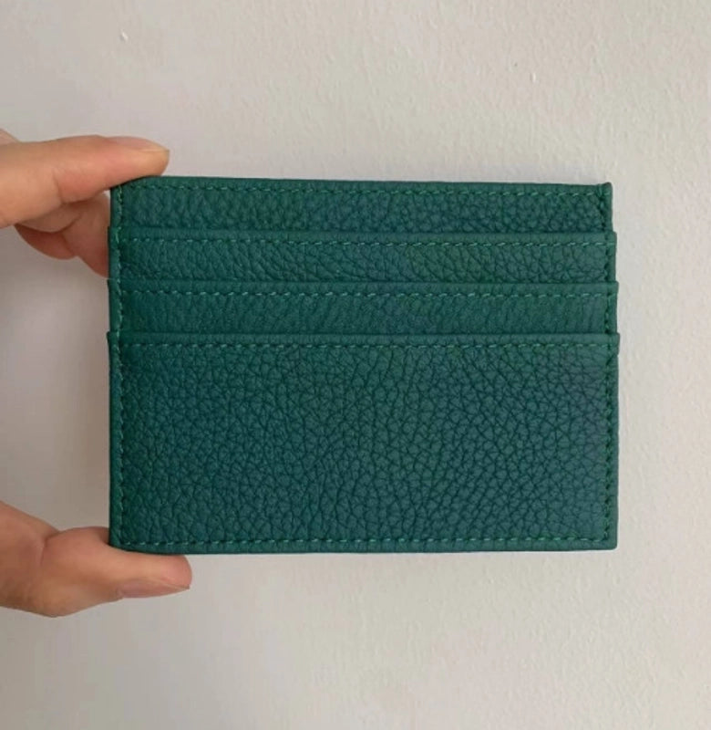 Unisex Solid Color Leather Open Card Holders