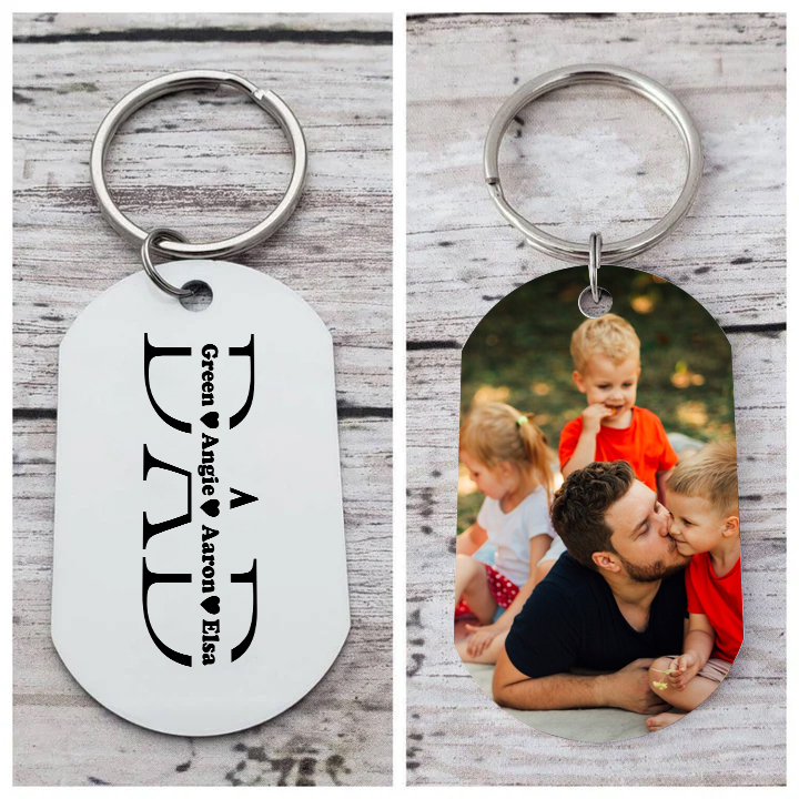 4 Names - Personalised Dad Keychain Custom Name & Photo Keychain Father's Day Gifts-Jessemade AU