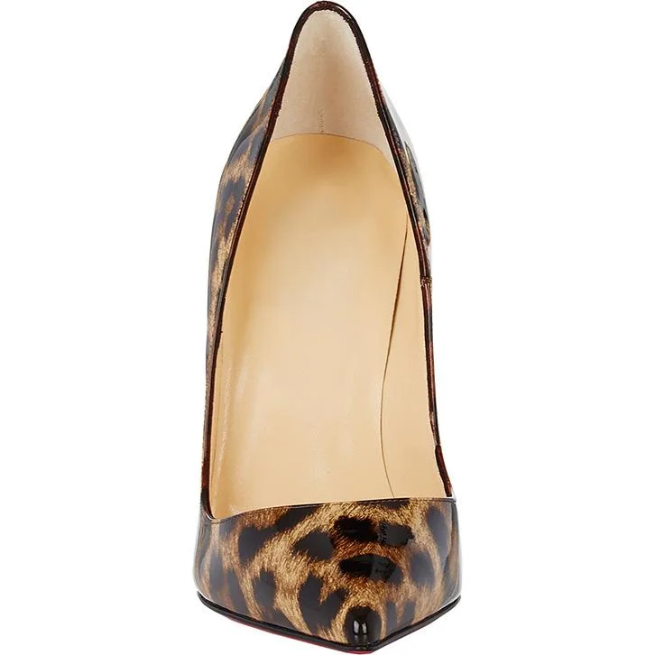 Leopard Print Patent Leather Stiletto Heel Pumps Vdcoo